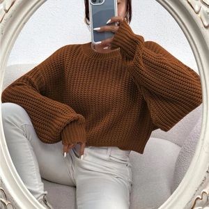 Brown drop shoulder sweater